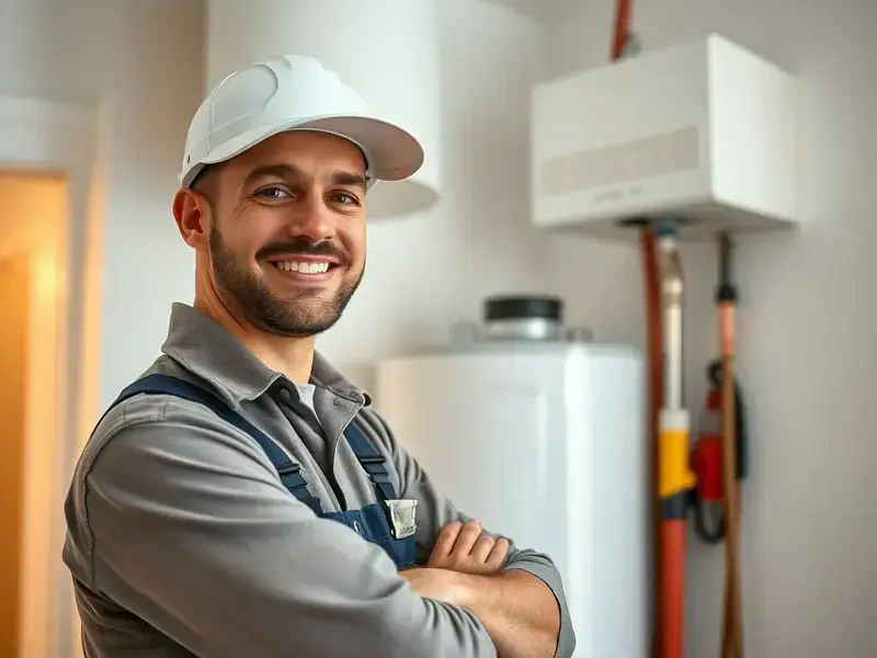 Professional plumber at work